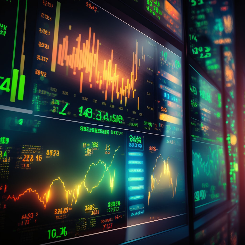 AI Stock Trading visualised on monitors