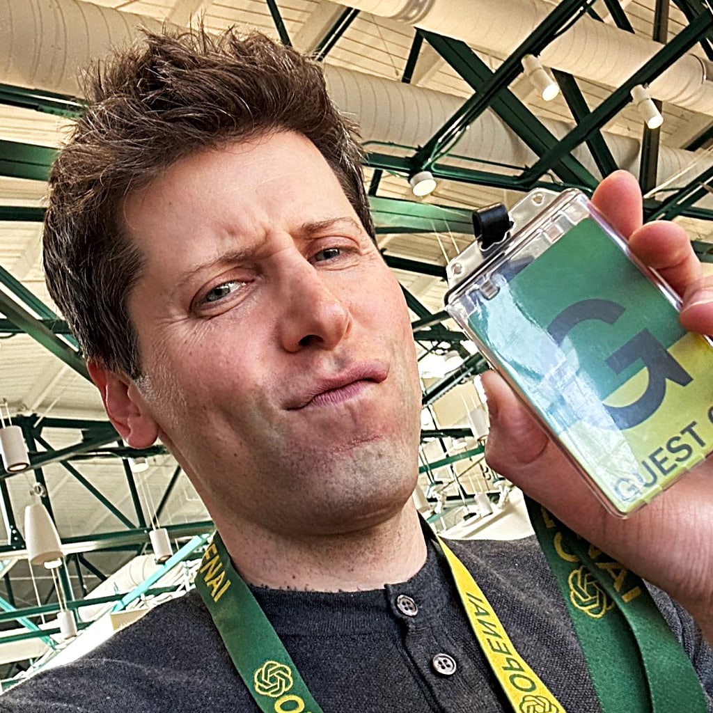 Altman FIRED OpenAI Guest Badge selfie tweet