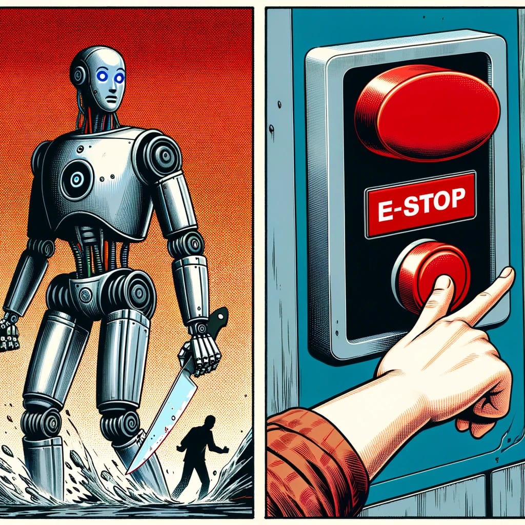 Five Laws of Robotics. plus an E-Stop button!